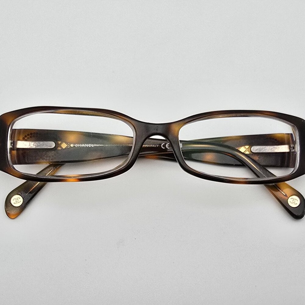 Chanel 3096-B c. 502 Tortoise Rhinestone Eyeglasses Frame w Flexhinge Italy 52mm - Picture 12 of 14